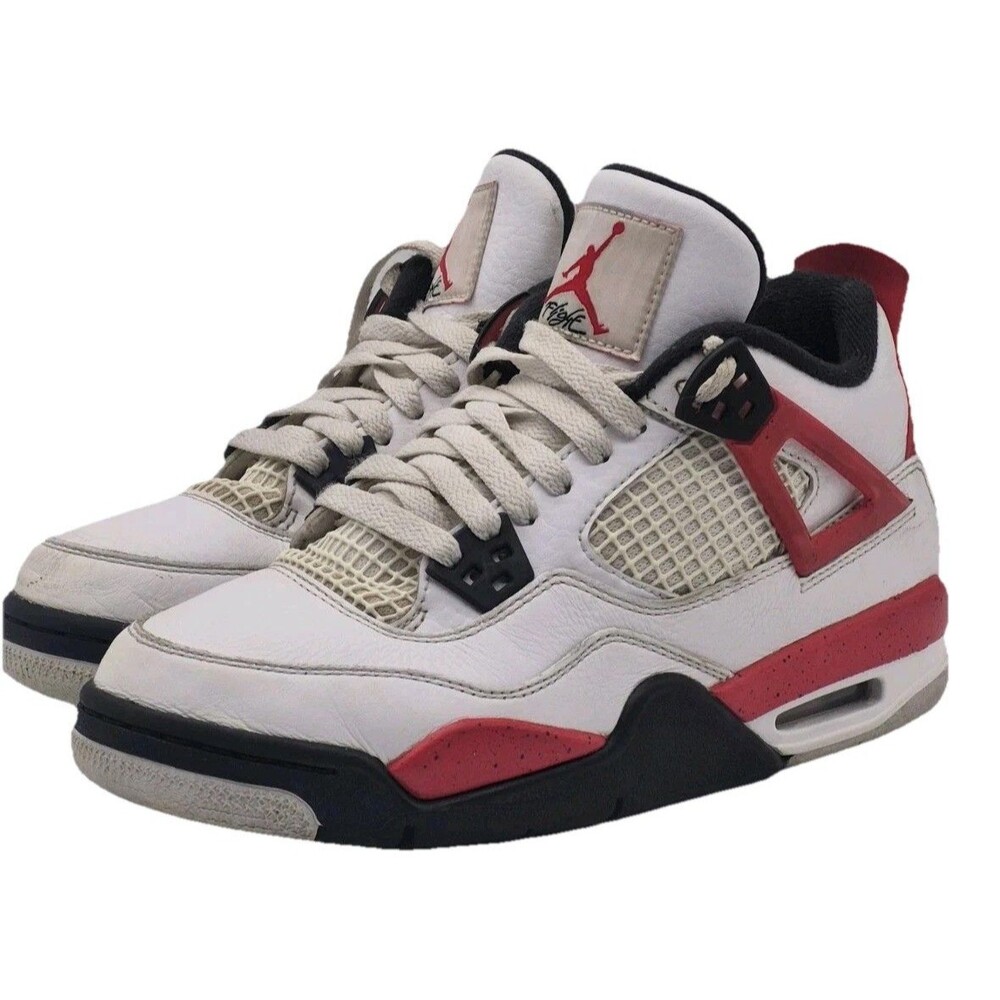 Air Jordan 4 Retro Grade School Shoes Red and White Cement Size 5Y No insoles